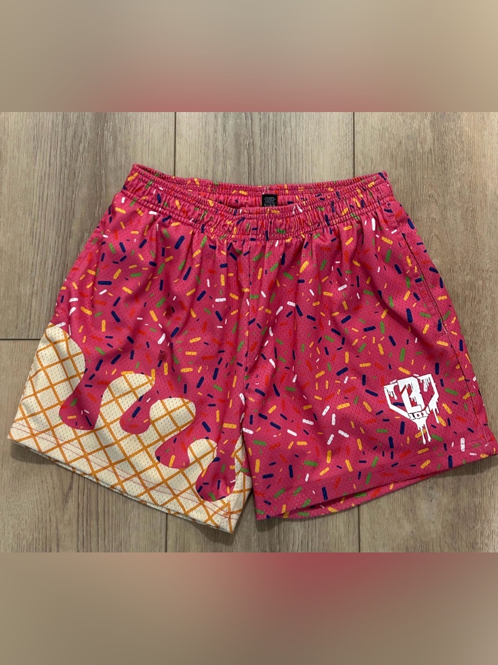 Baseball lifestyle-Pink Sprinkles Ice Cream Cone Print Athletic Shorts
